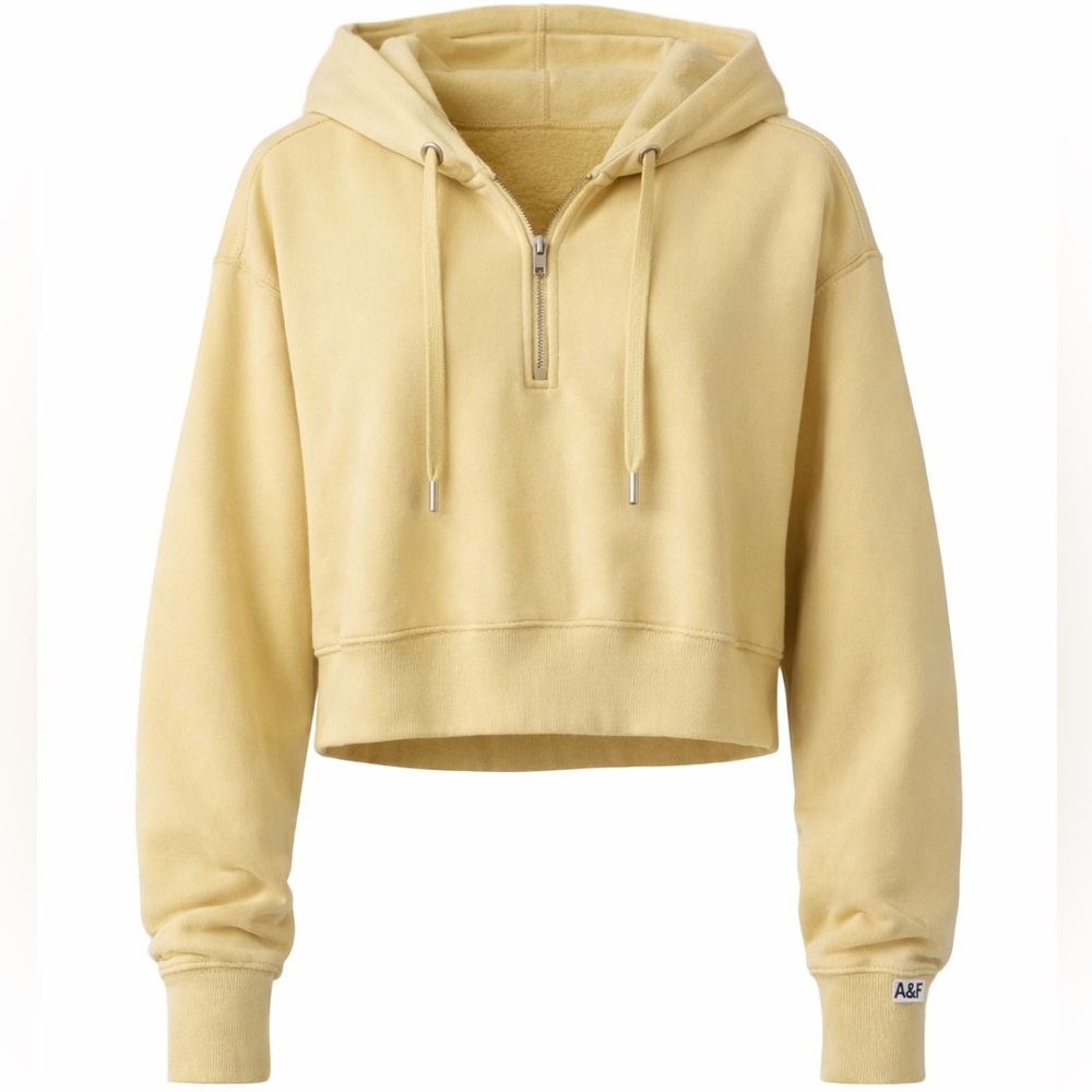 Abercrombie & Fitch Yellow Cropped Hoodie XS/S Soft Cozy Pullover